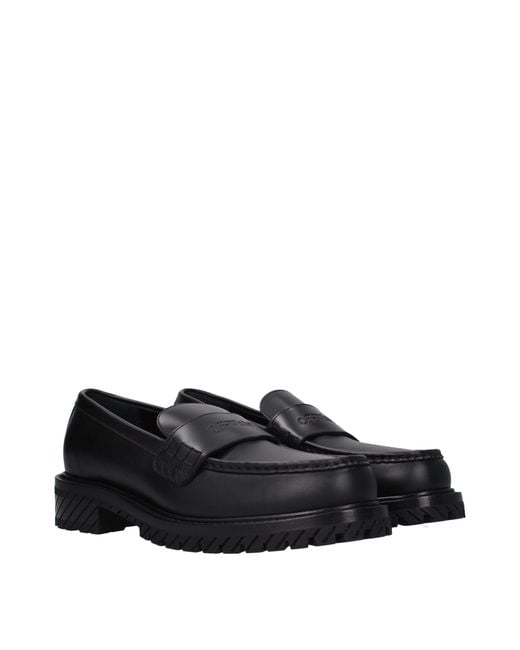 Off-White c/o Virgil Abloh Black Leather Slip-On Loafers for men