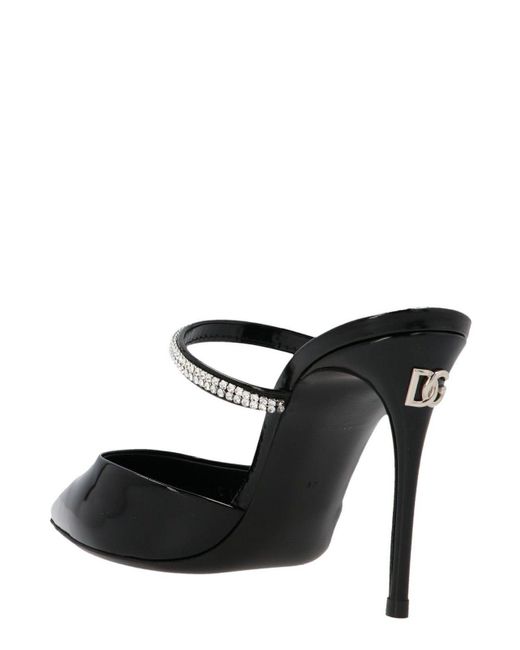Dolce & Gabbana Black Embellished Pointed Toe Mules