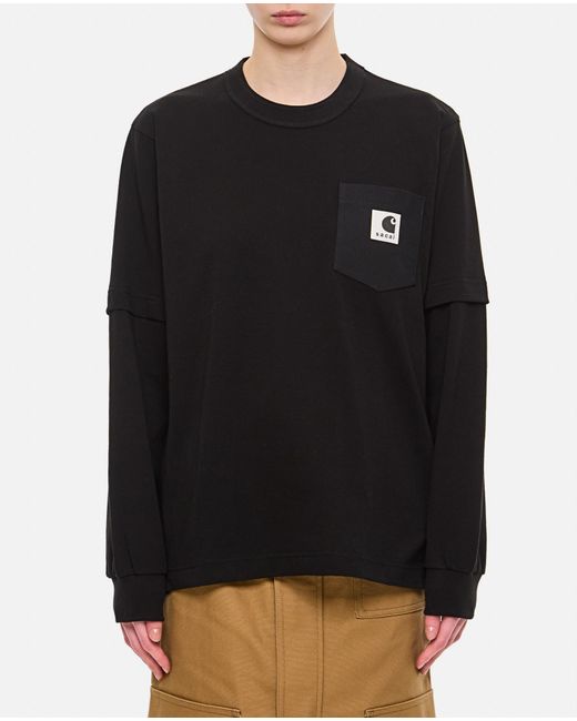 Sacai Black X Carhartt Wip L/S Cotton T-Shirt