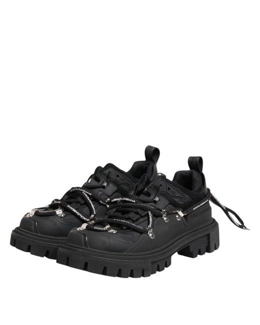 Dolce & Gabbana Black Low Top Lace Up Trekking Sneakers Shoes for men