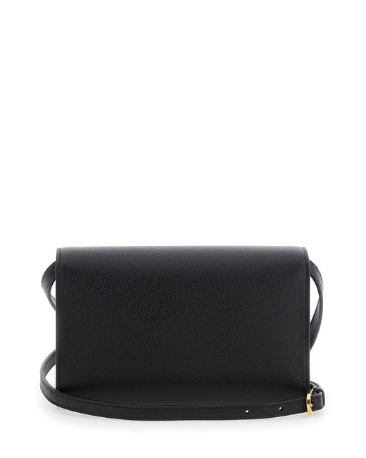 SAVETTE Black Shoulder Bag Symmetry Grained Leather Calf