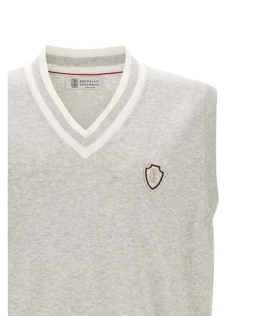 Brunello Cucinelli White Cotton Sleeveles Sweater Clothing for men