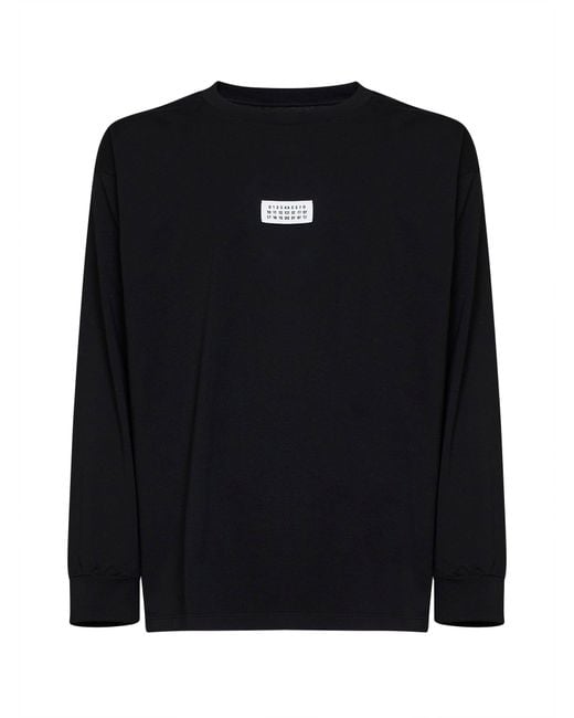 MM6 by Maison Margiela Black T-Shirt Numeric Cotton Knitwear for men