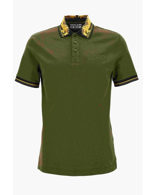Versace Green Baroque-Pattern Polo Shirt for men
