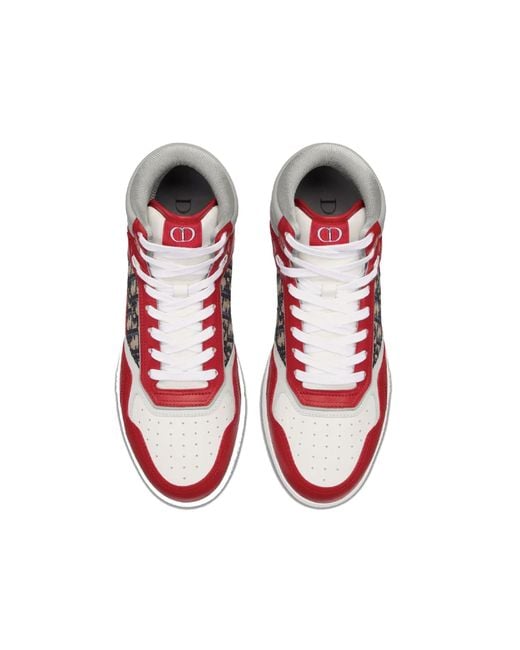 Dior Red Oblique High-Top Sneakers for men