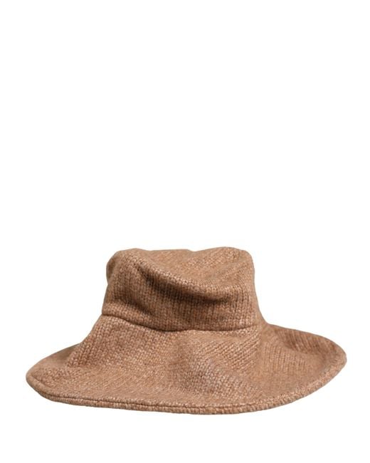 Dolce & Gabbana Brown Llama Wool Knitted Capello Hat Nylon