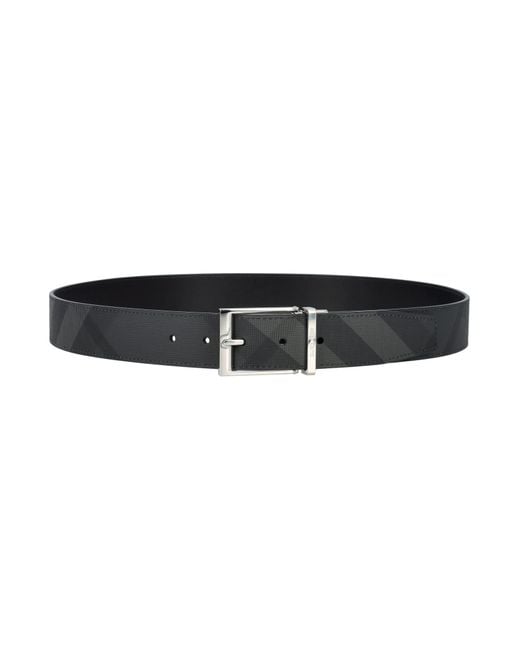 Burberry Black Check And Leather Reversible Belt for men