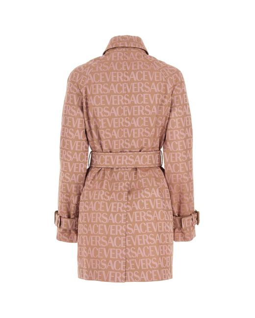 Versace Pink Embroidered Polyester Blend Trench Coatâ