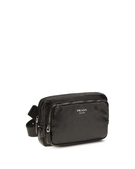 Prada Black Shoulder Bag Aged-Effect Nappa Leather Calf Bos Taurus for men
