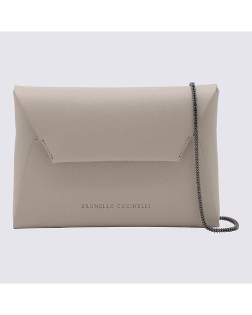 Brunello Cucinelli Gray Leather Pouches