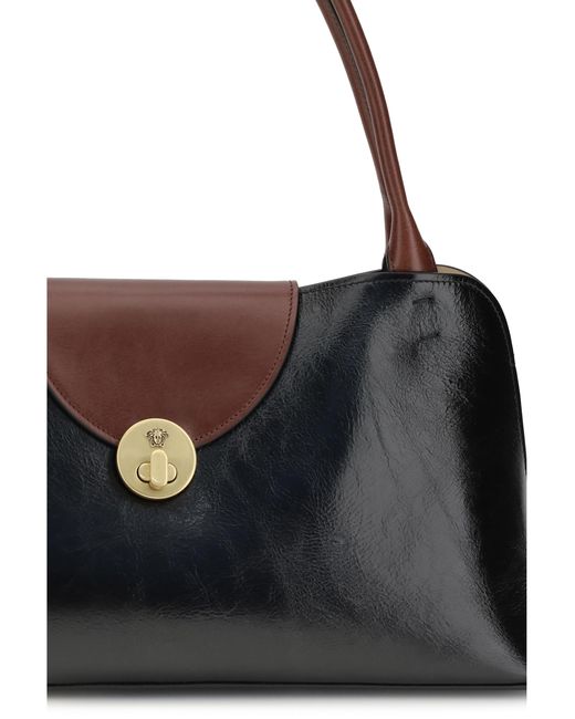 Versace Black Vivian Medium Shoulder Bag+Rosewood- '82 Calf Leather Bos Taurus