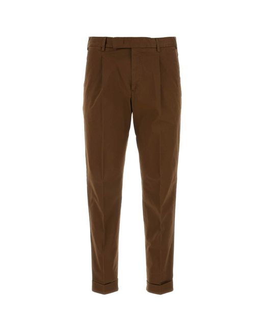 PT Torino Brown Chocolate Stretch Cotton Pant for men