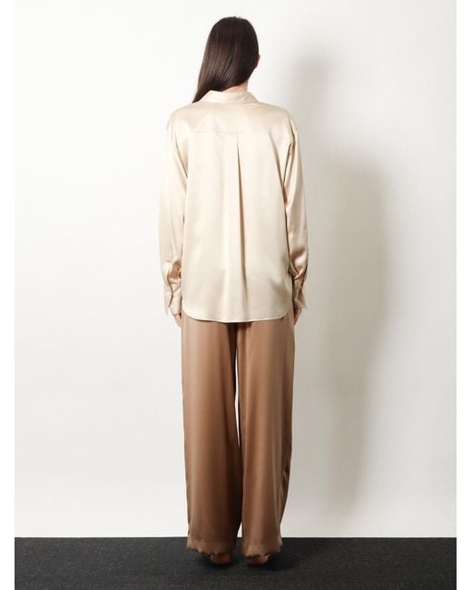 Brunello Cucinelli Natural Silk Shirt With Monili Detail