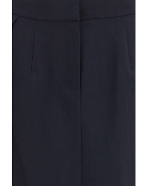 Magda Butrym Blue Pleated Midi Skirt Cotton