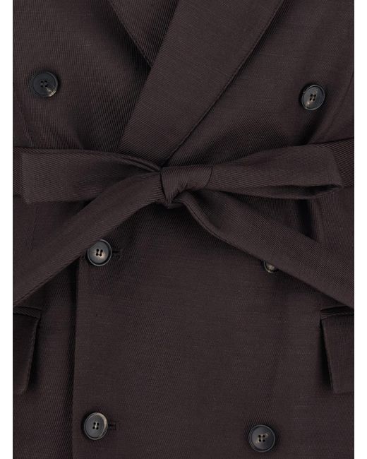 Tela Black Double-Breasted Jacket With Peak Revers