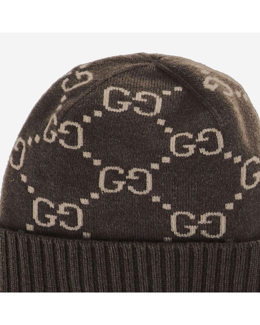 Gucci Black Beanie Gg Cashmere Hat for men
