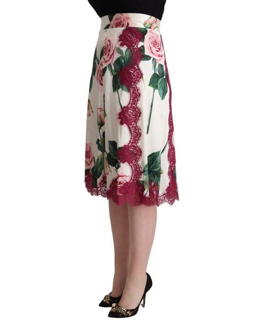 Dolce & Gabbana Black Elegant Floral A-Line Midi Skirt