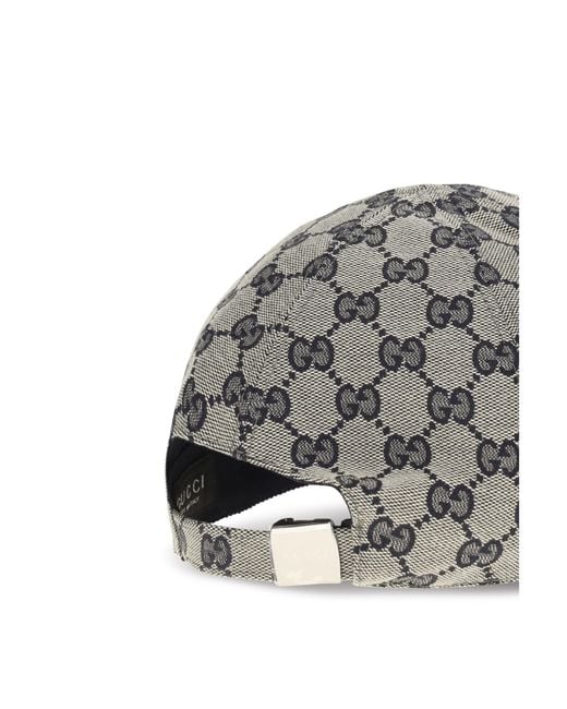 Gucci Gray Gg Cotton Canvas Baseball Hat