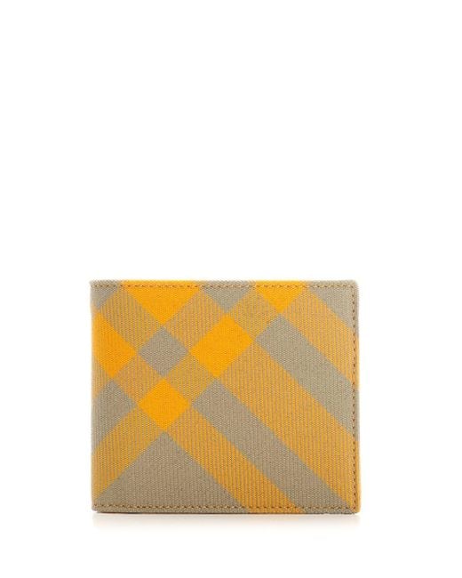 Burberry Orange Wool And Leather Wallet for men