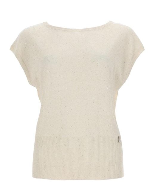 Herno White Sequined T-Shirt Cotton Blend T-Shirts