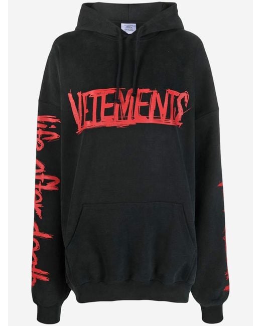 Vetements Women's Black Cotton Sweatshirt With Logo