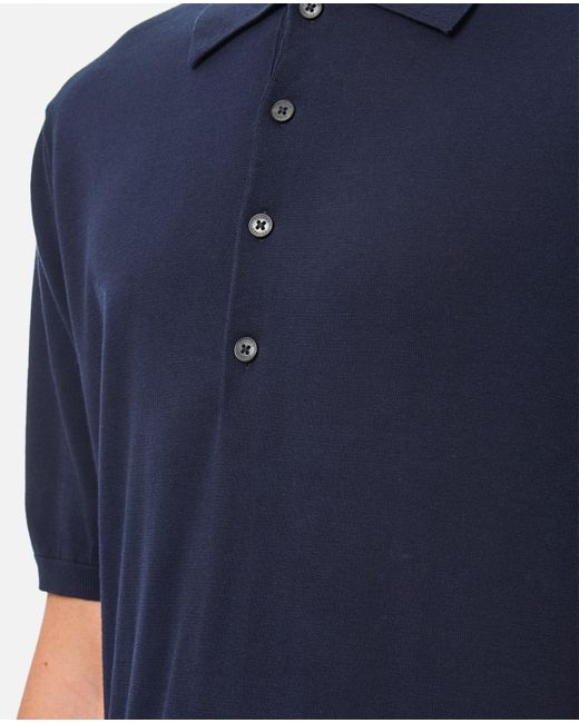 Closed Blue Short Sleeve Cotton Polo for men