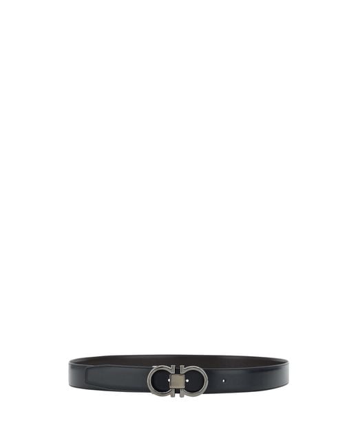 Ferragamo White Gancini Belt Calf Leather Bos Taurus E Braces for men