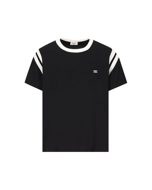 CELINE セリーヌ triomphe レギュラー Tシャツ BLACK ラグジュアリー漂う》【CELINE】CELINE レギュラー Tシャツ