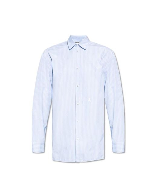 Jil Sander Blue Cotton Shirt With Logo, , Light for men