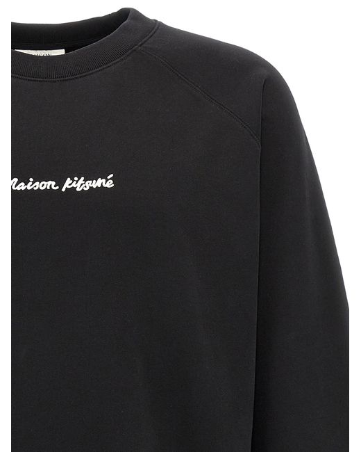 Maison Kitsuné Black Logo Embroidery Sweatshirt for men