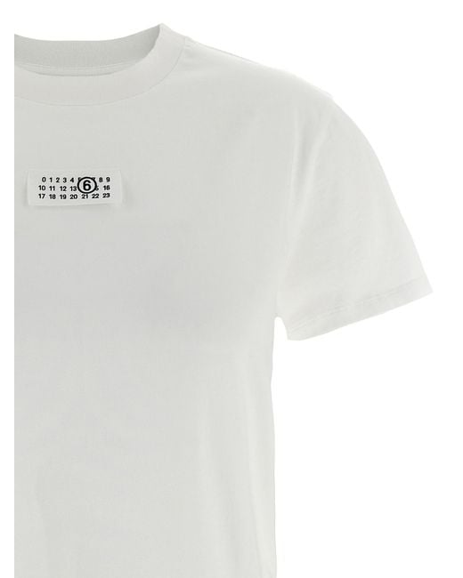MM6 by Maison Margiela White Numeric Signature Mm6 T-Shirt Cotton