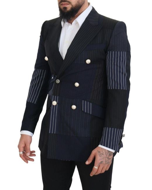 Dolce & Gabbana Blue Elegant Slim-Fit Double Breasted Blazer for men
