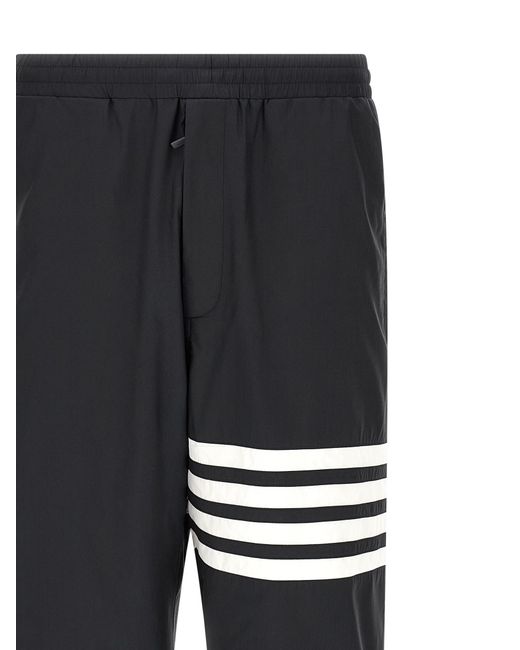 Thom Browne Black Polyamide Stripes Joggers for men