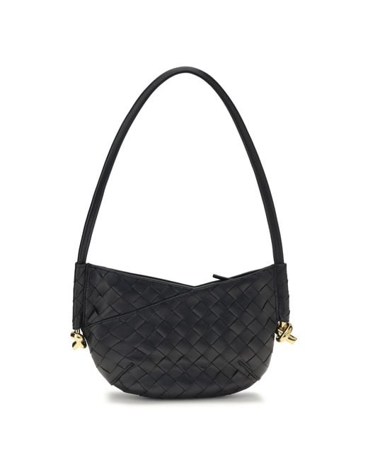 Bottega Veneta Black Shoulder Bag Mini Solstice Lambskin Leather