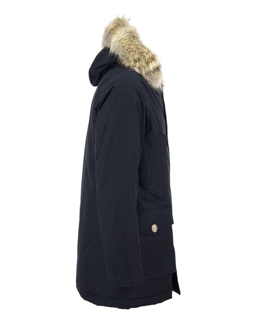 Woolrich Blue Arctic Parka With Removable Fur Coat for men