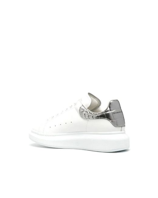 Alexander McQueen White Croco Oversized Sneakers for men