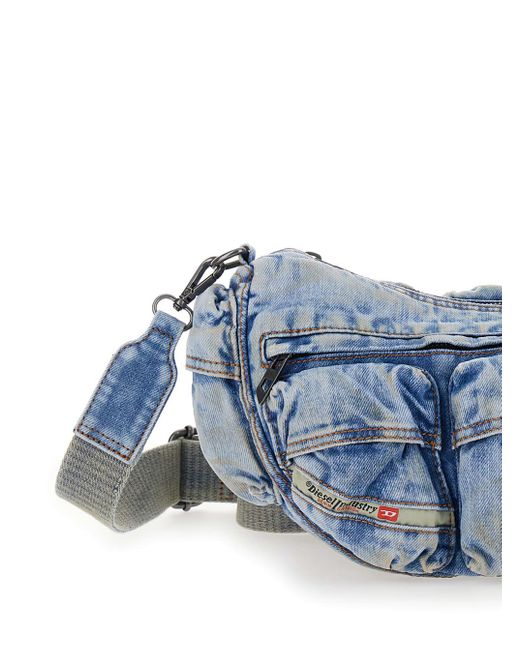 DIESEL Blue Patch-pocket Denim Shoulder Bag