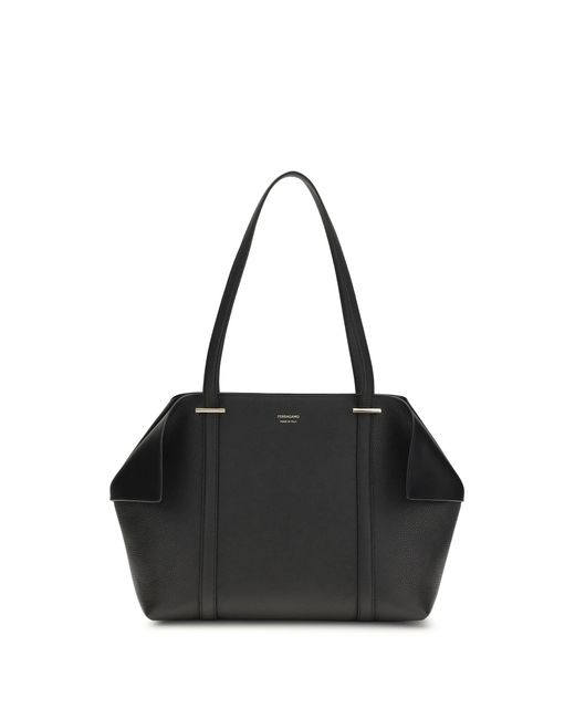 Ferragamo Black Leather Tote Bag