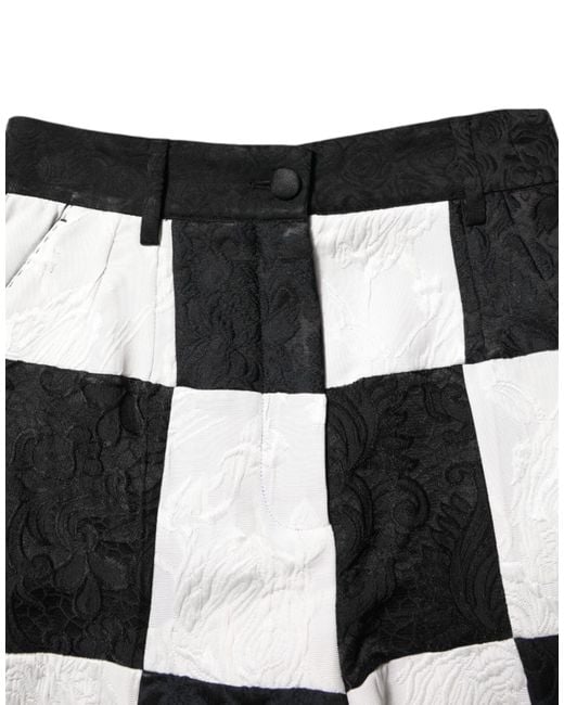 Dolce & Gabbana Black White Floral Brocade Hot Pants Shorts