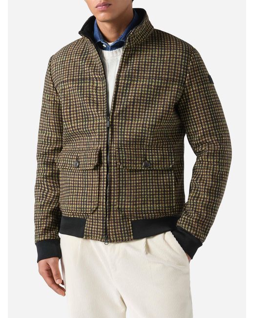 Mc2 Saint Barth Brown Thermo Jacket Byron With Pied De Poule Print for men