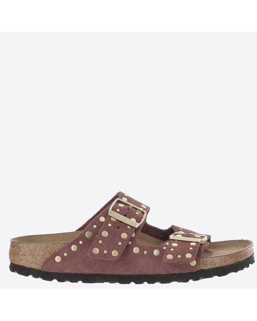 Birkenstock Brown Sandals Arizona Rivet Suede Leather And Cork