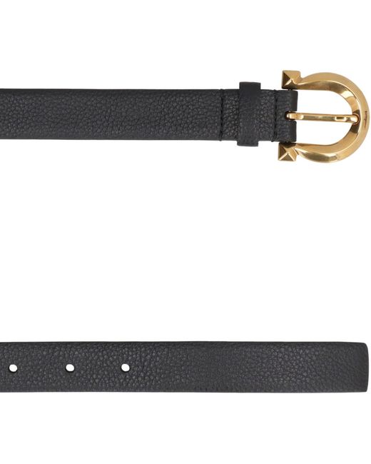 Ferragamo Black Grainy Leather Belt