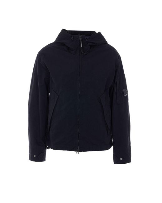 C P Company Blue Twill Hooded Jacket for men