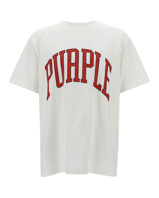 Purple Brand White Oversized T-Shirt With Logo Lettering Print for men