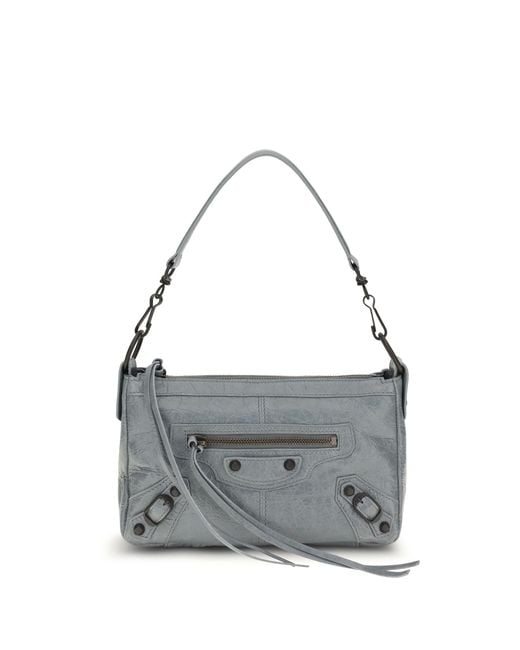 Balenciaga Gray Le City Moto Mini Handbag Lamb Ovis Aries Handbags