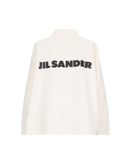 Jil Sander White Logo Single-Breasted Jacket