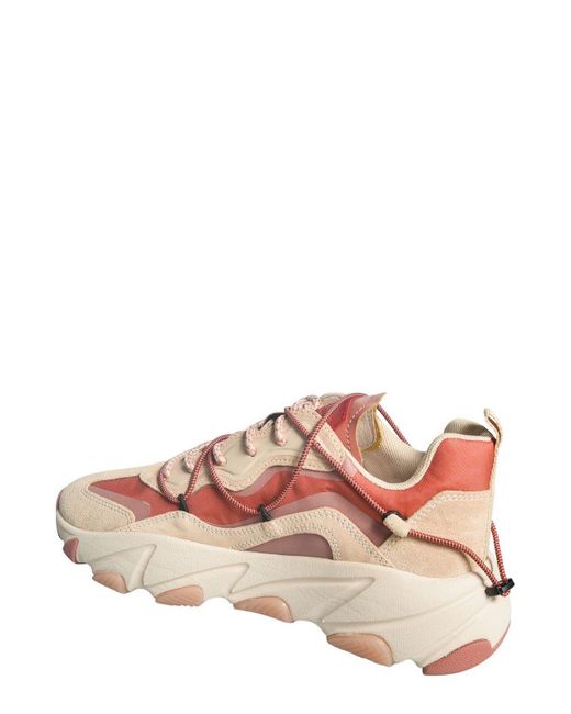 Ash Pink Panelled Lace-up Sneakers