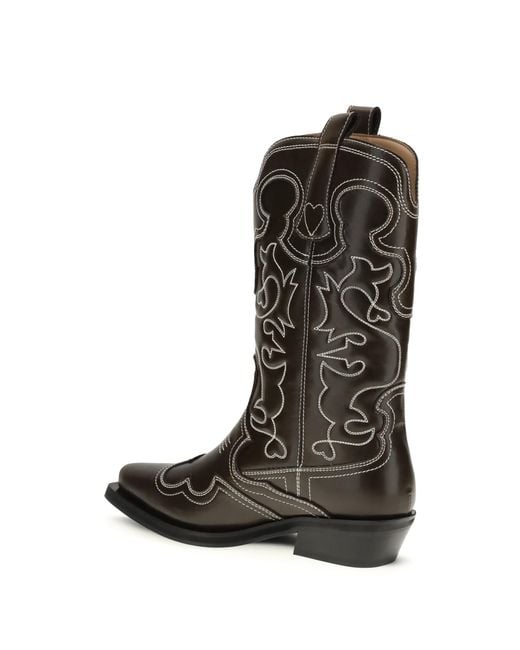 Ganni Black Faux-Leather Texan Boots
