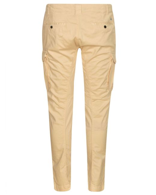 C P Company Natural Cargo Buttoned Trousers for men