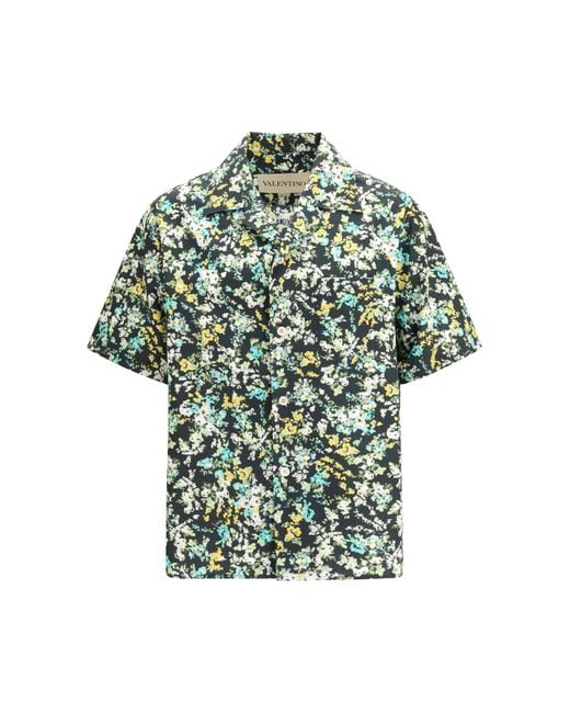 Valentino Green Shirt With An All-Over Papier Floral Cotton for men